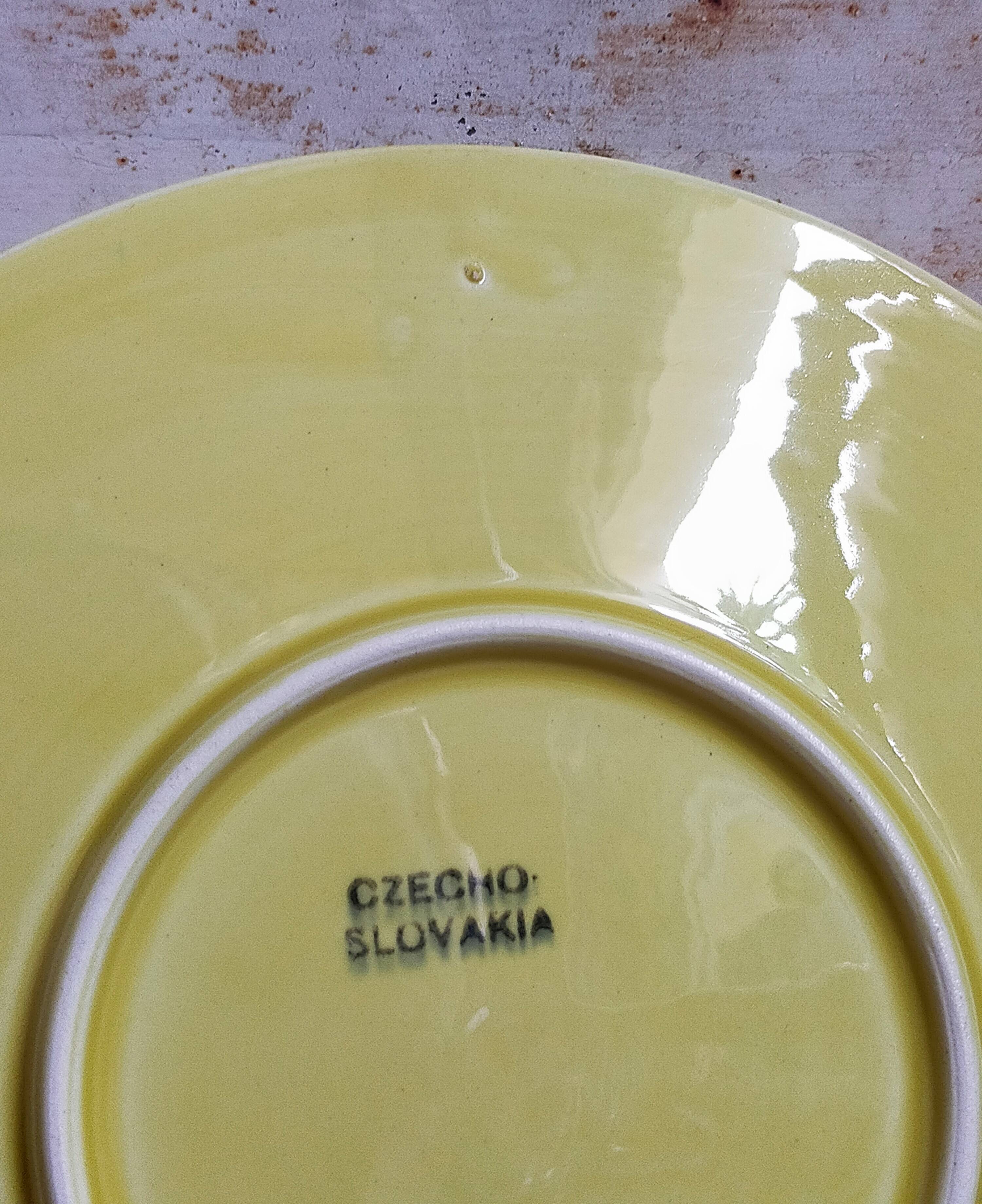 Six vintage Czech ceramic dessert plates