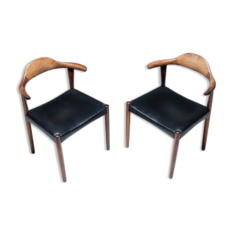 Set of Bull-Horn Dining Chairs, Jacob Hermann, Randers Møbelfabrik, Denmark, 1960's