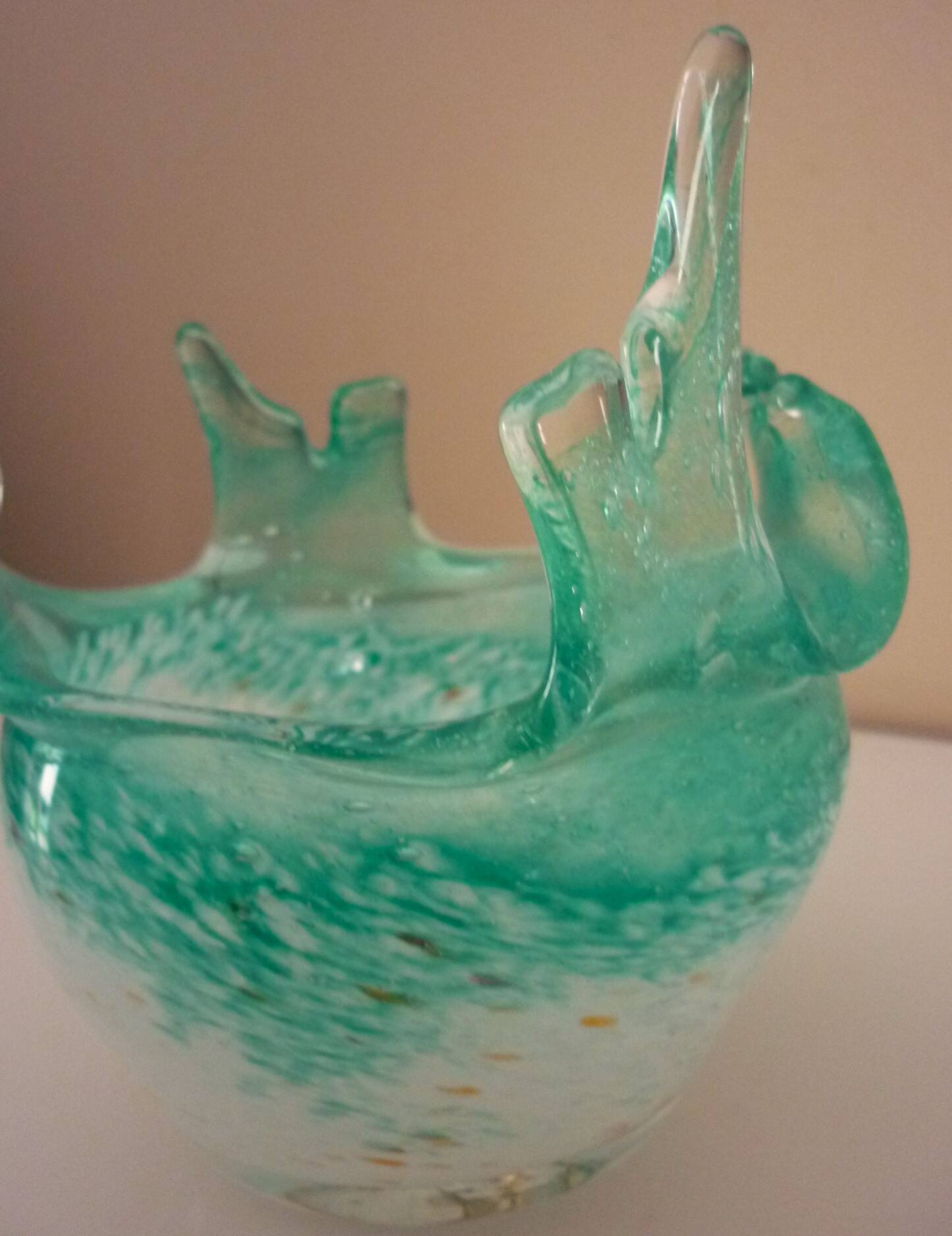 Blown glass empty pocket, thick, free-form, 80s design