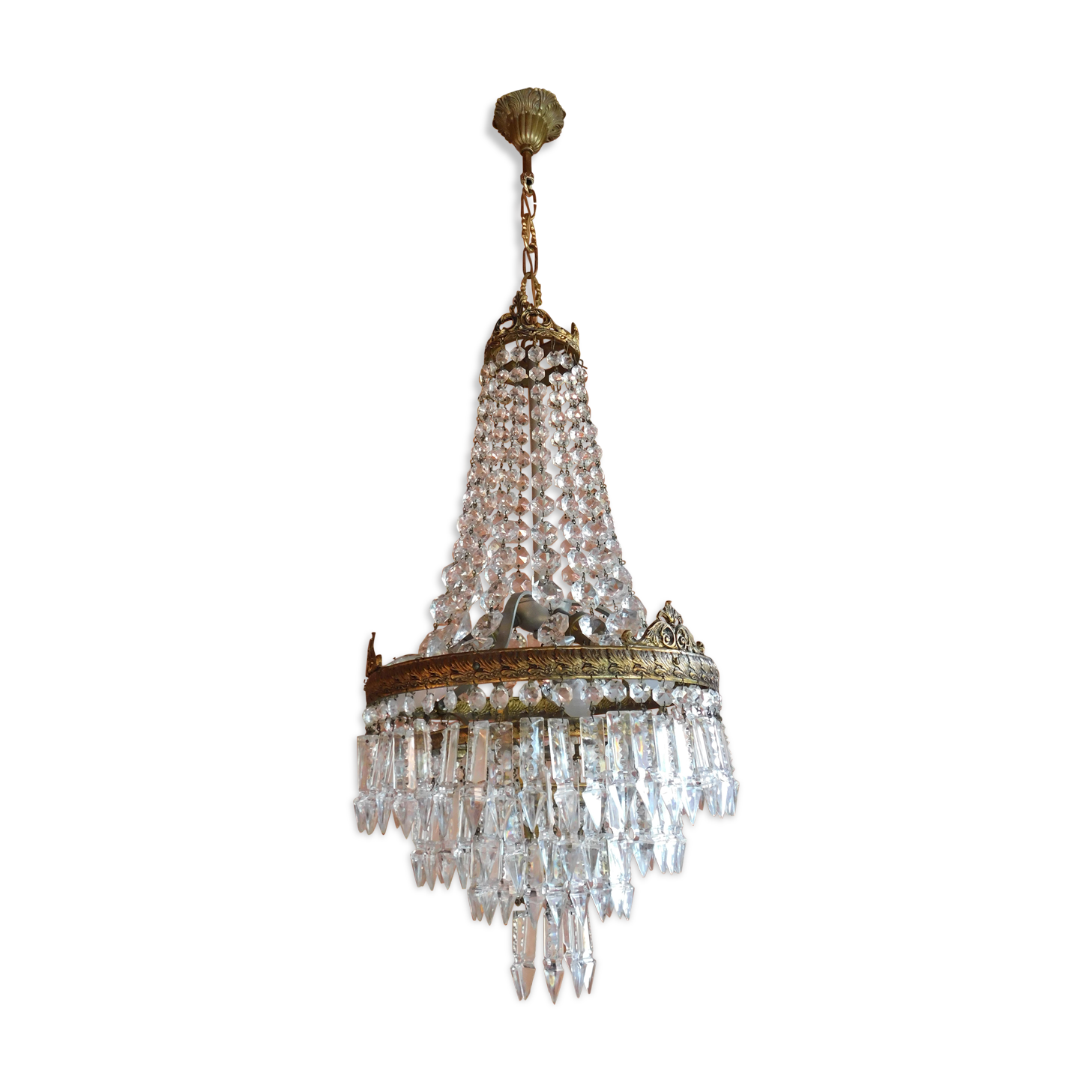 Lustre montgolfière pampilles