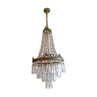 Lustre montgolfière pampilles