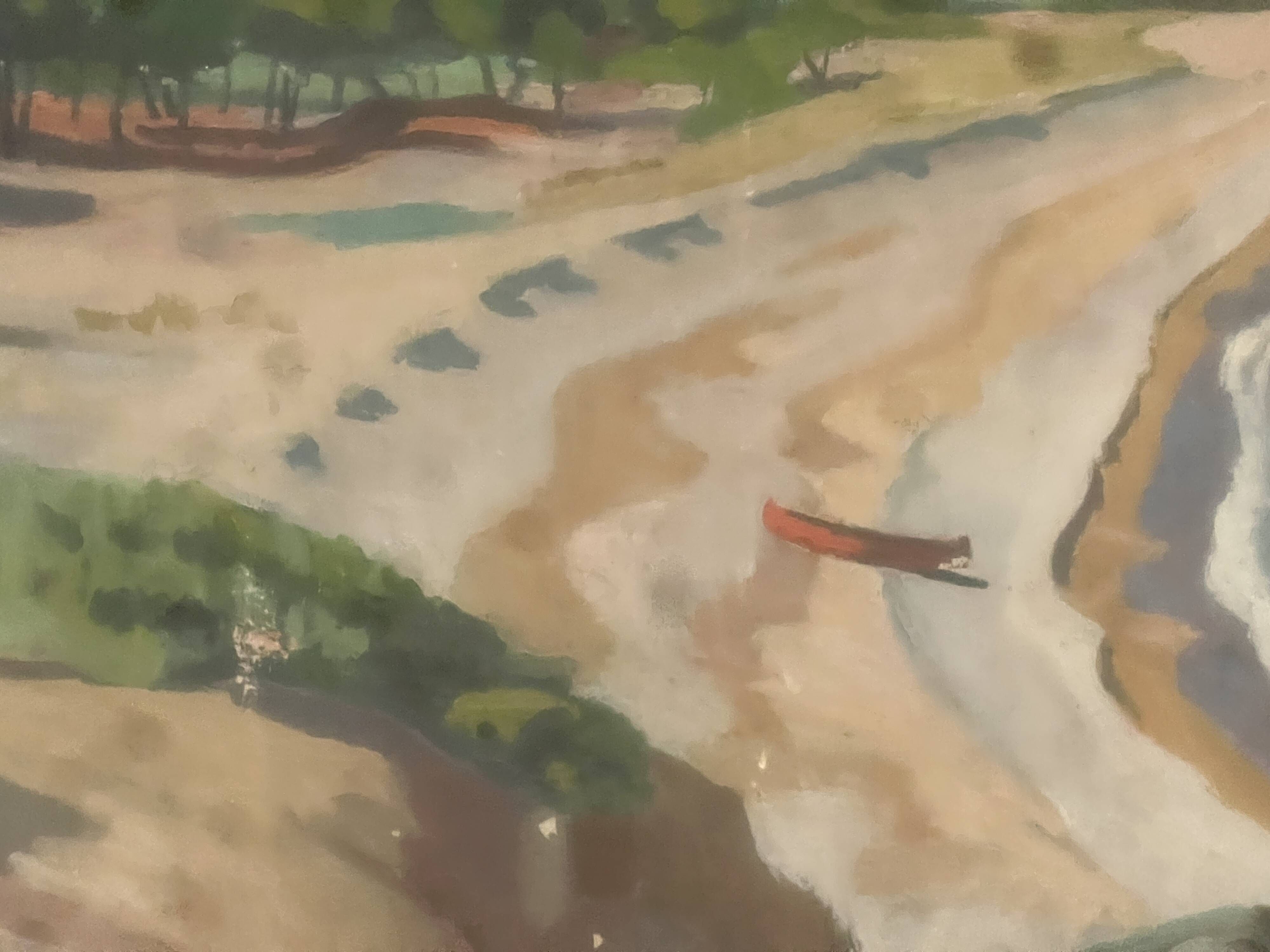 "View of the AGUAY Bay" Oil on canvas by Edmond ASTRUC 20th century