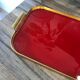 Plateau rouge métal doré Durinox