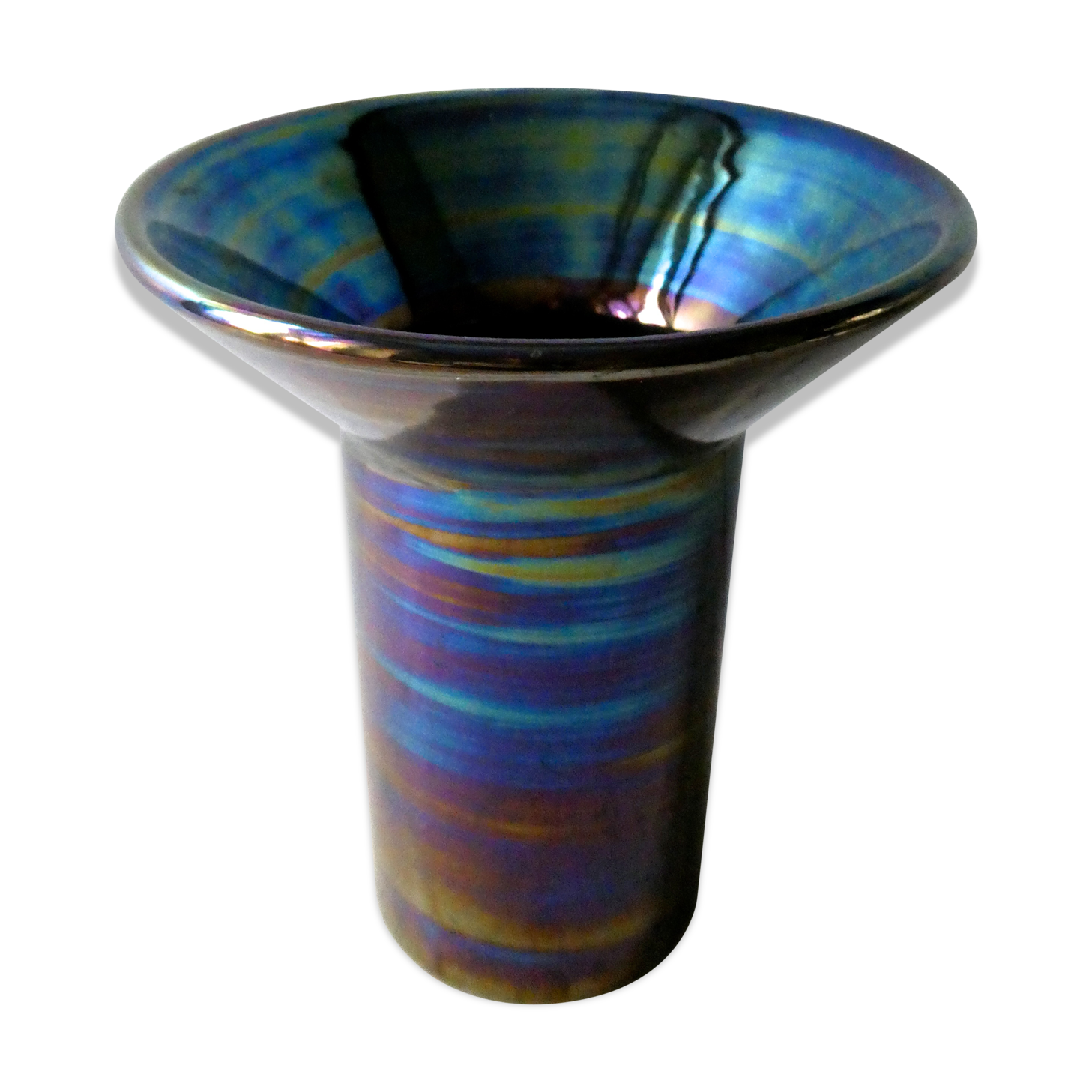 Vase en céramique noire irisée art deco