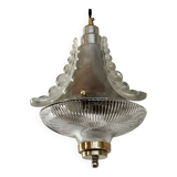 Holophane Art Deco prismatic glass pendant light