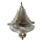 Holophane Art Deco prismatic glass pendant light