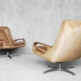Swivel Leather Chairs by Carl Straub, 1950s, Set of 2