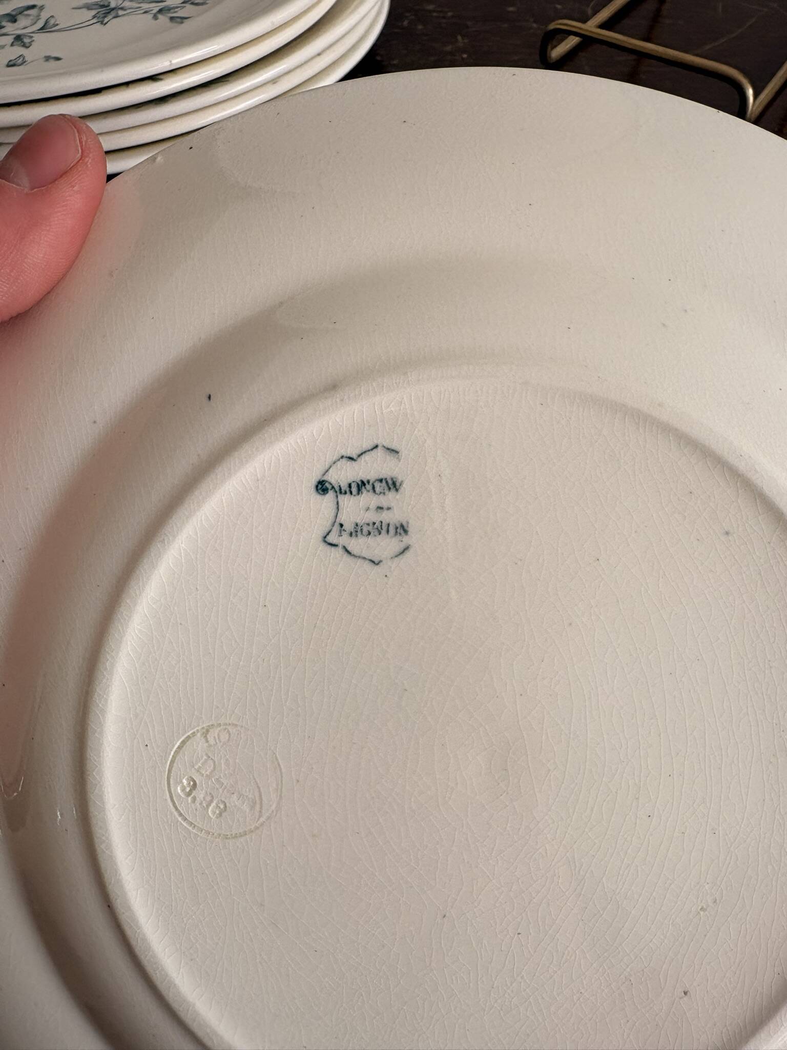Lot 6 Plate Plates Faience Longwy Model Mignon