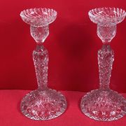 chandelier Pair of large glass moulded candlesticks 23 cm