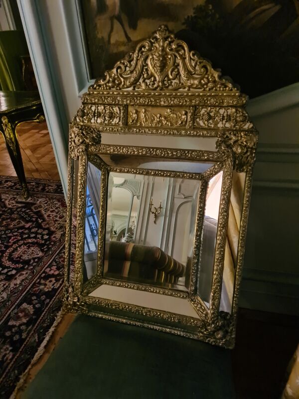 Miroir à parecloses style Louis XIV  vers 1850  60x96cm
