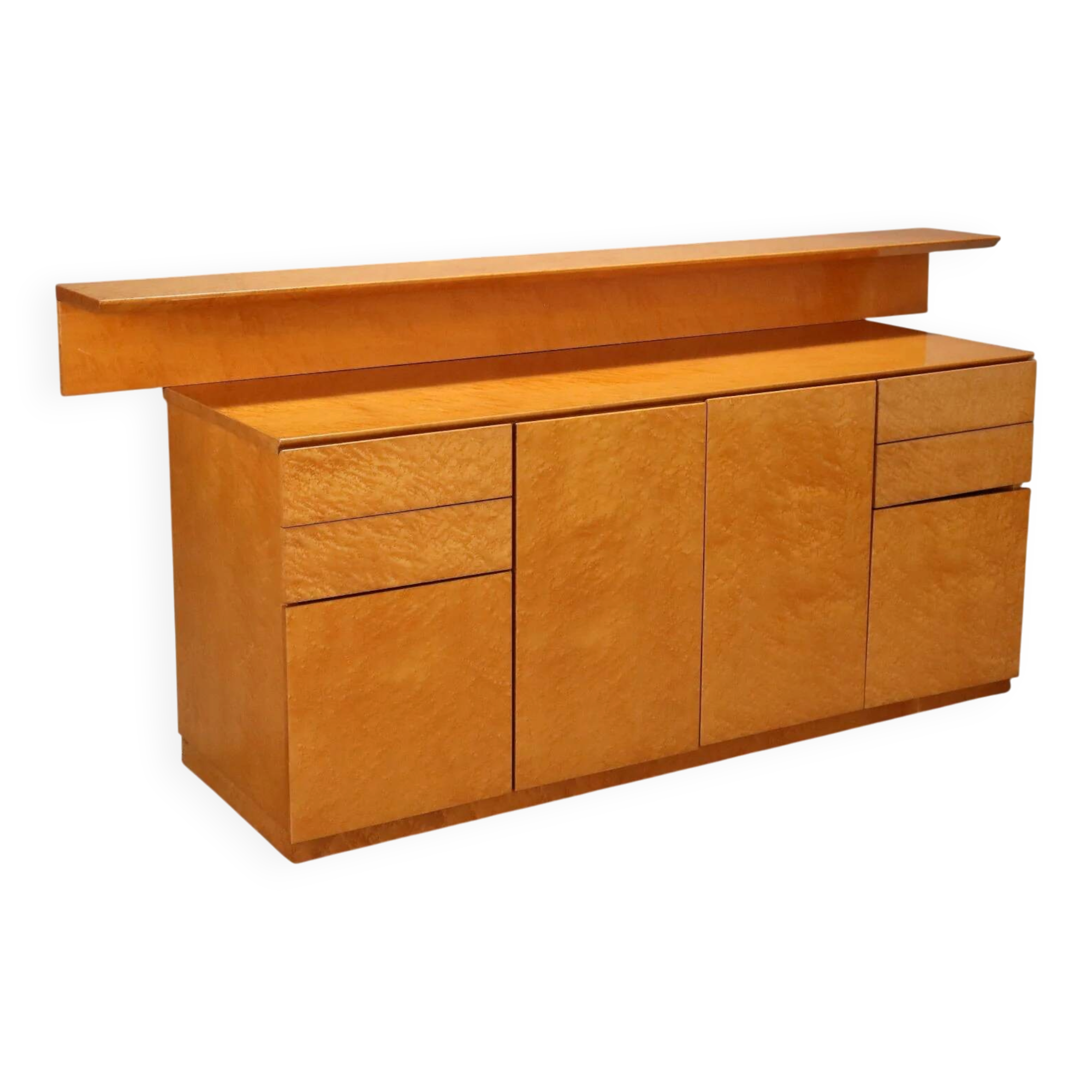 Vintage buffet in burl wood with a top section, Italian design from the 1980s.