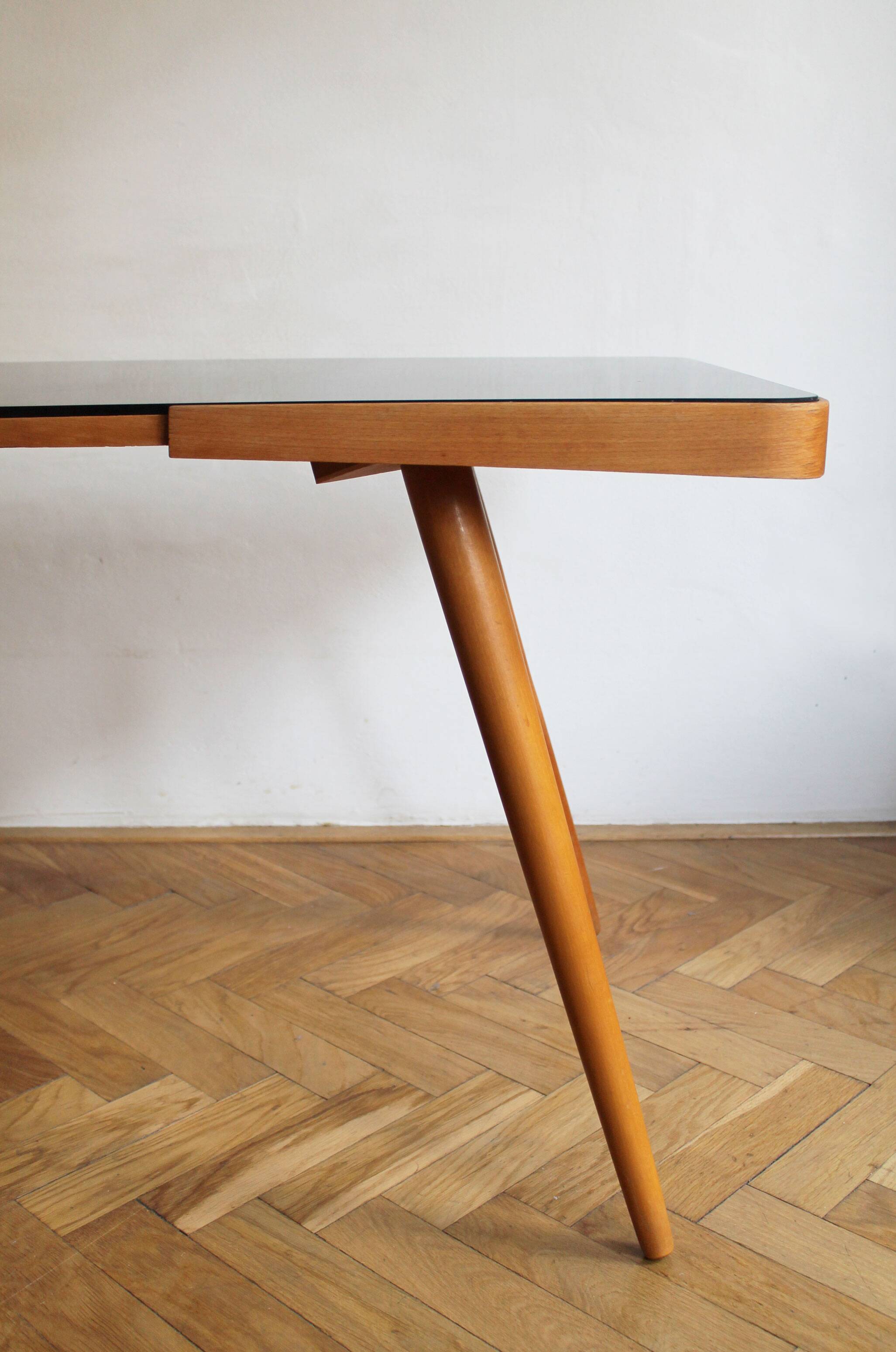 1960's Mid Century Coffee Table with a black opaxite glass by Jiri Jiroutek