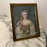 19th-century miniature depicting an 18th-century woman, bronze frame