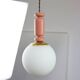 Mid-Century Italian Brass & Opaline Glass Pendant Lamps, Set of 2