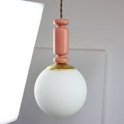 Mid-Century Italian Brass & Opaline Glass Pendant Lamps, Set of 2