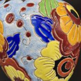 Ovoid vase, charles catteau, keramis, art deco period, fine earthenware, floral enamel decoration, vase col