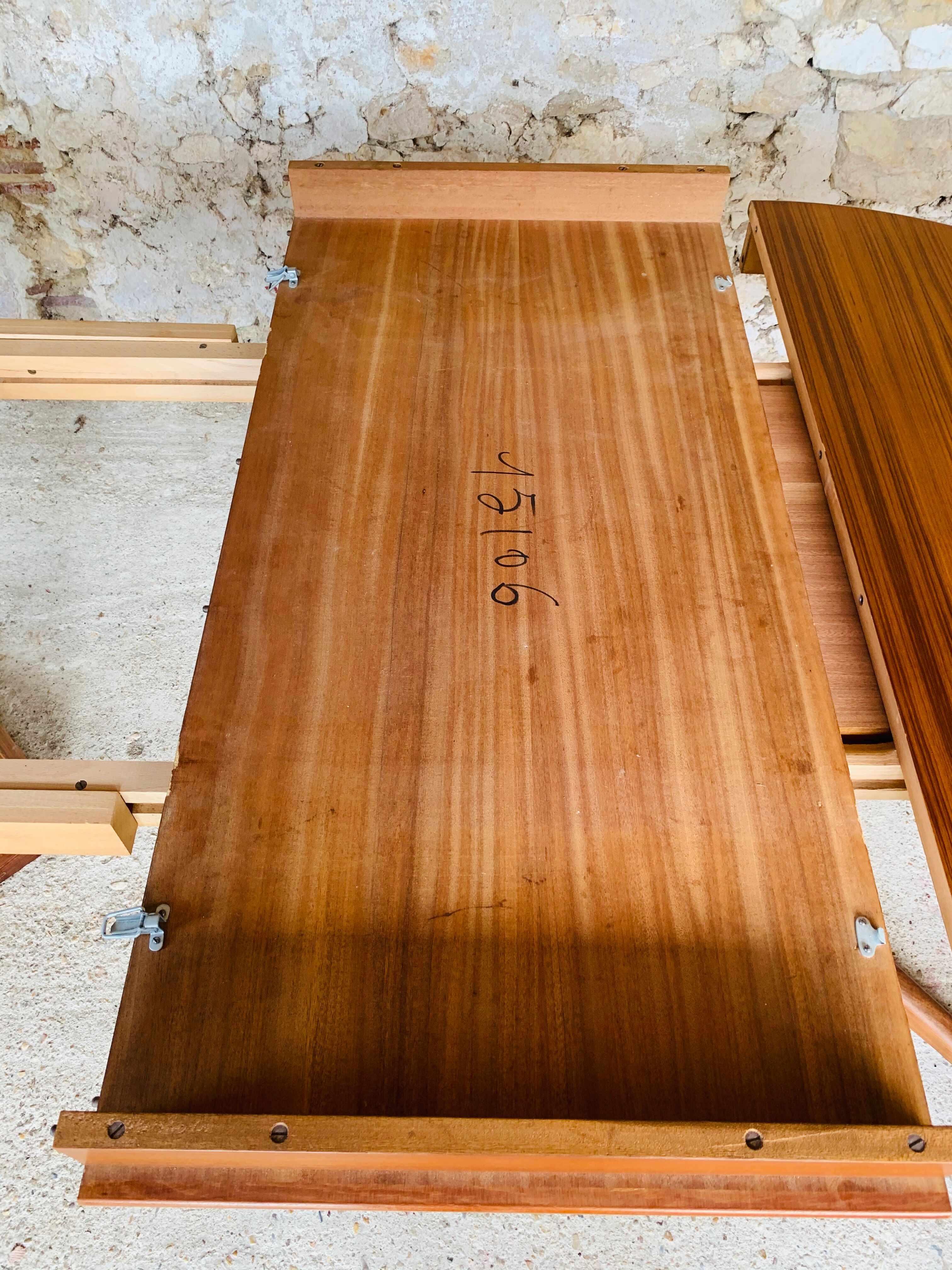 Extendable Scandinavian style dining table with double elongations by Maison Ducau, Circa 1970