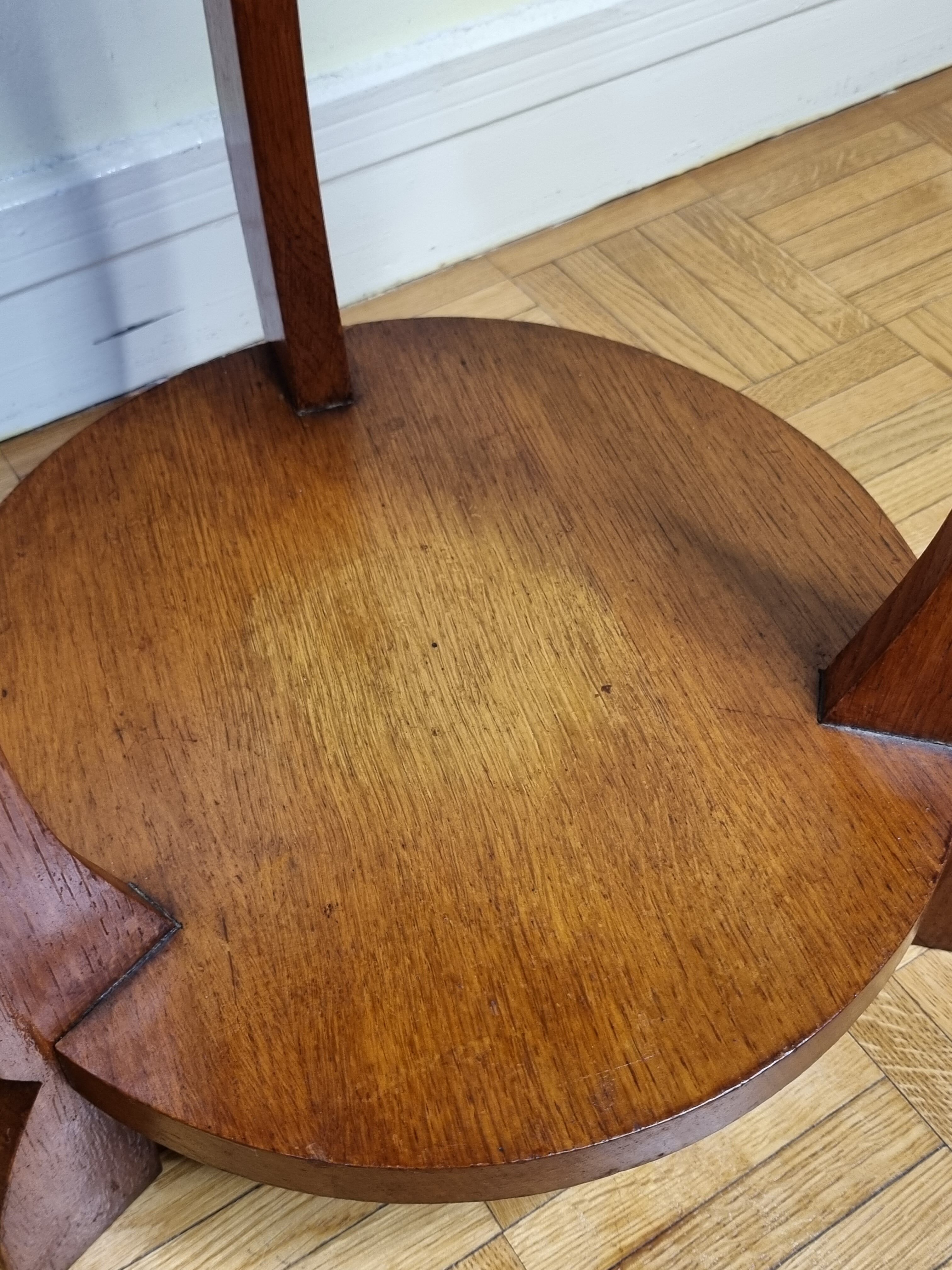 Blond wooden pedestal table in art deco style