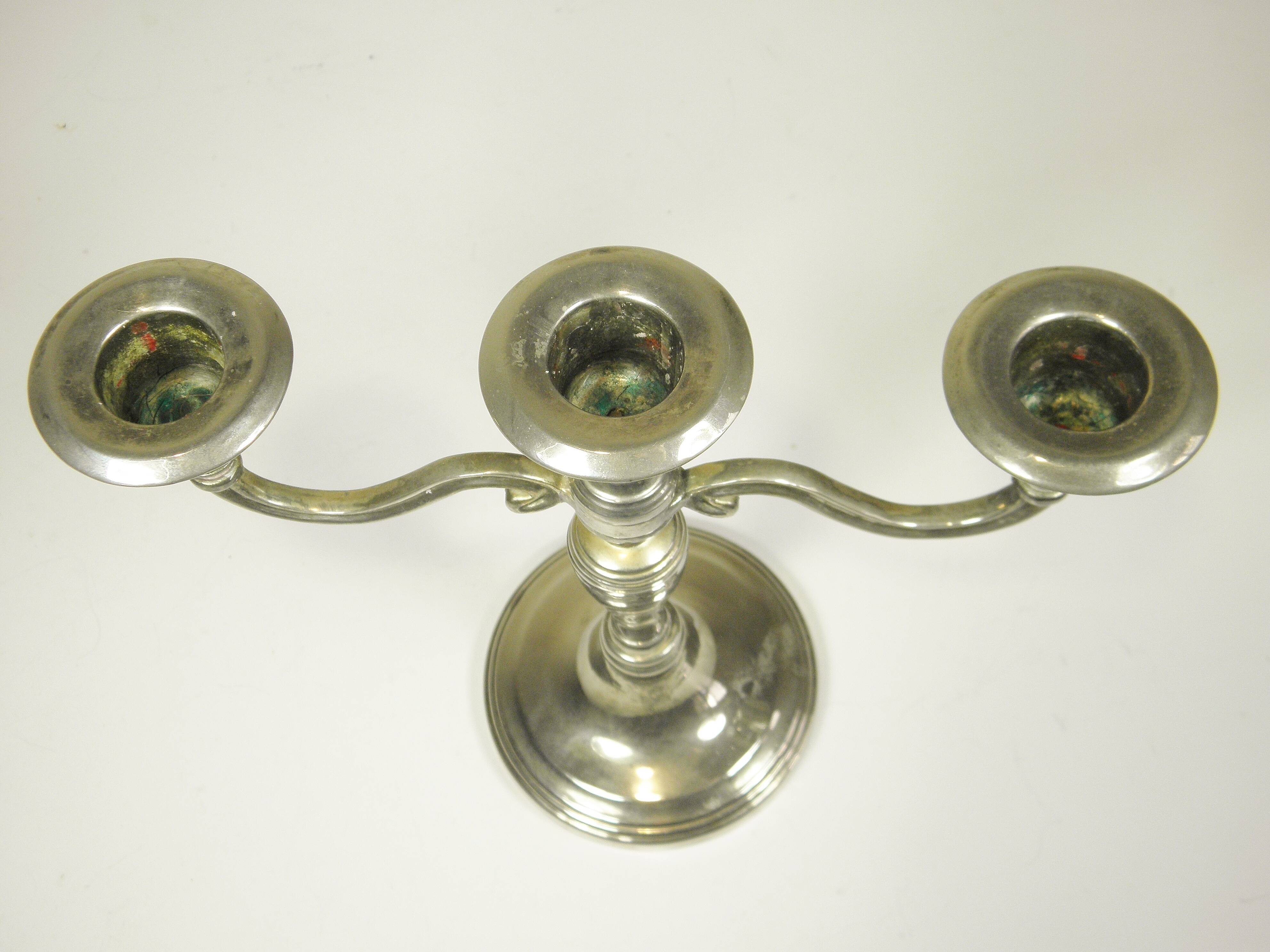 Silver metal candlestick 20 cm