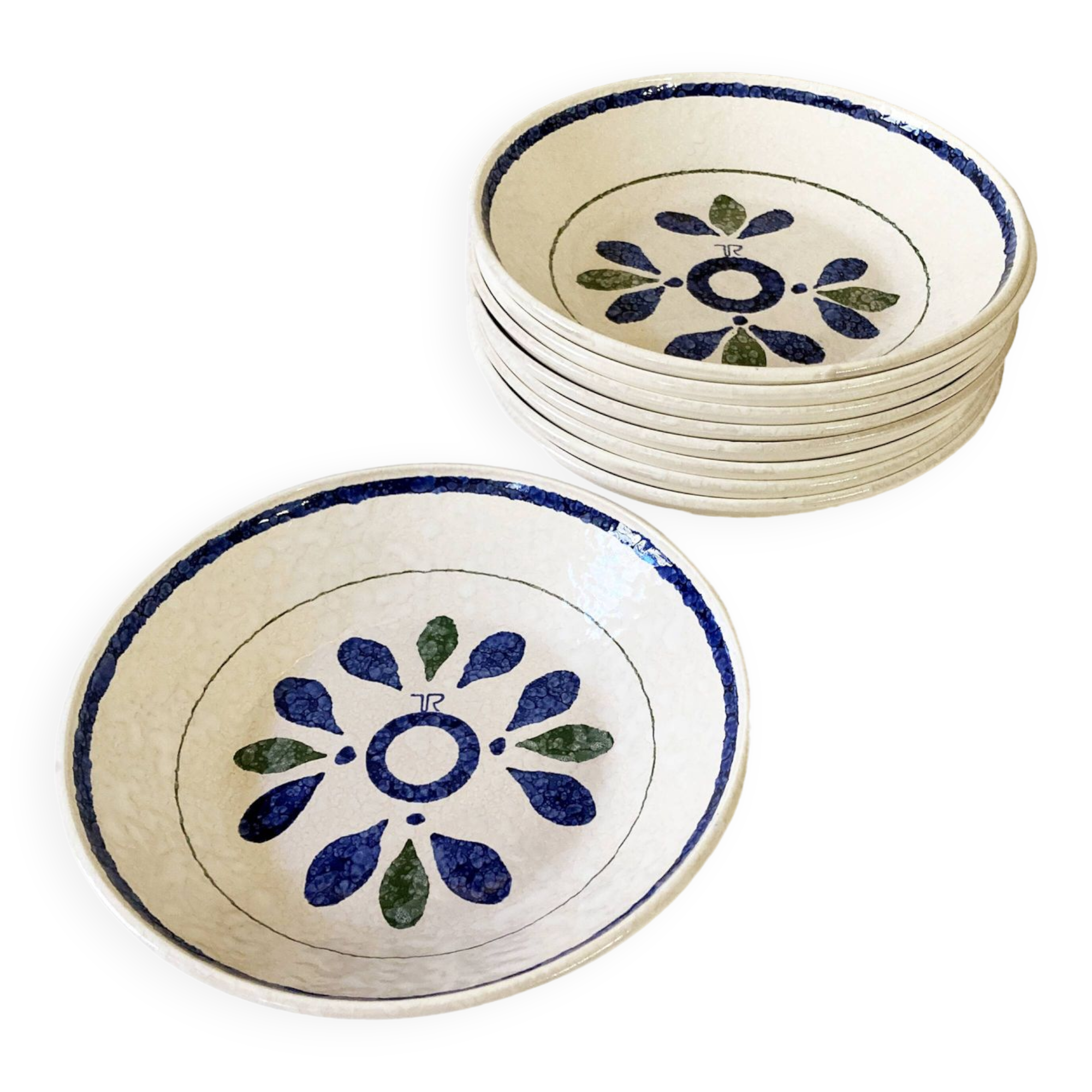 9 soup plates by Toy-Riont, Salins earthenware