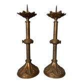 Pair of neo-Gothic bronze candlesticks