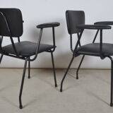 Fauteuils en skaï noir 1950