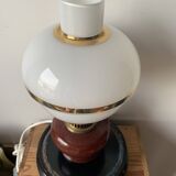 Vintage glass and opaline lamp retro year 1960
