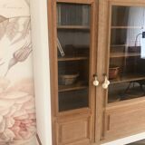 Vintage solid oak display cabinet / bookcase