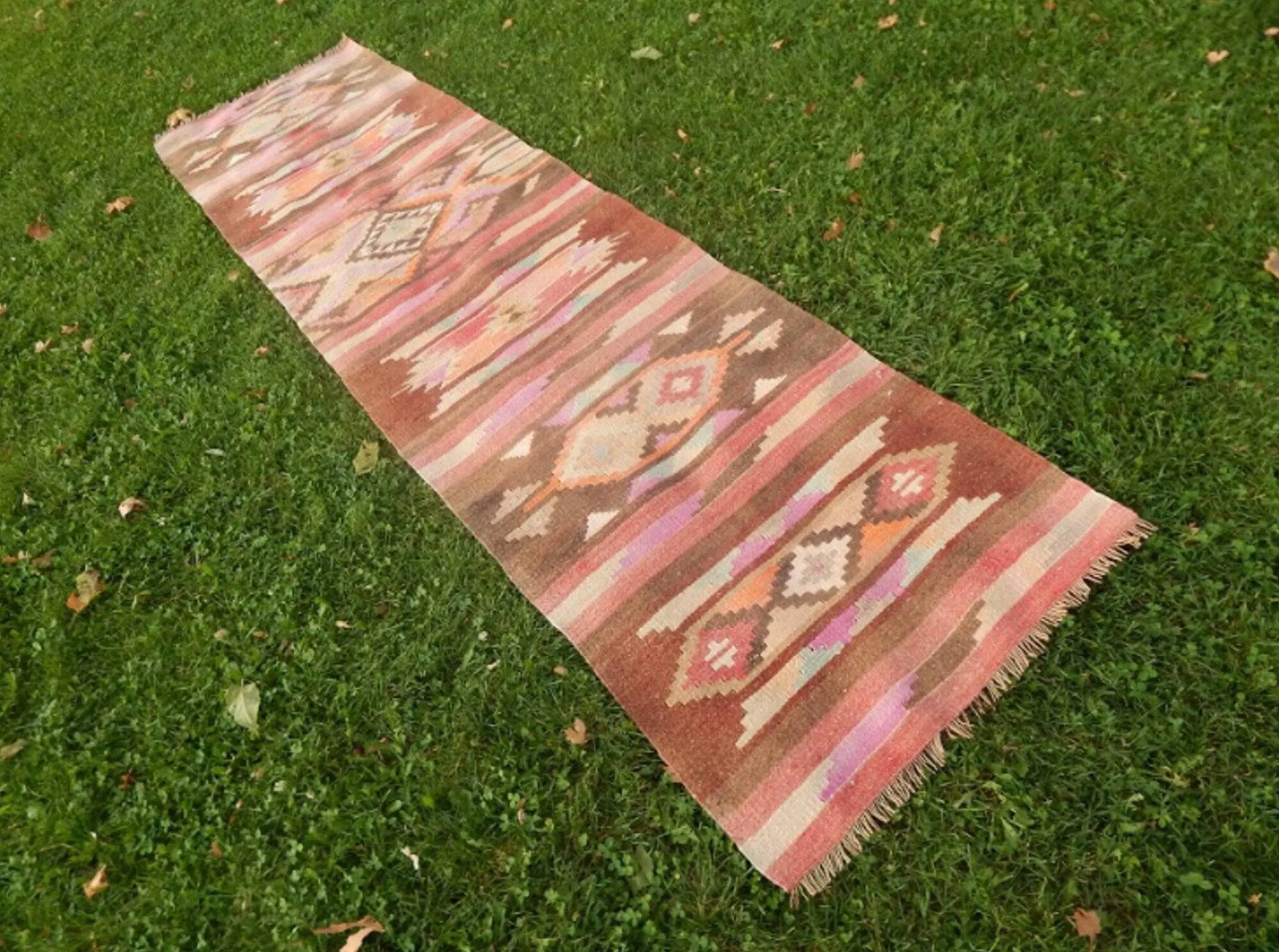 Vintage Turkish hallway rug 78x298 cm