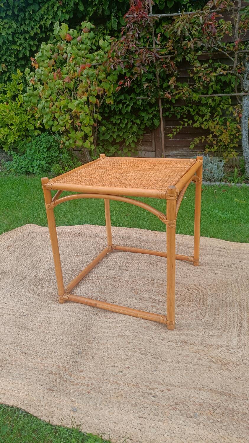 Vintage rattan and wicker coffee table