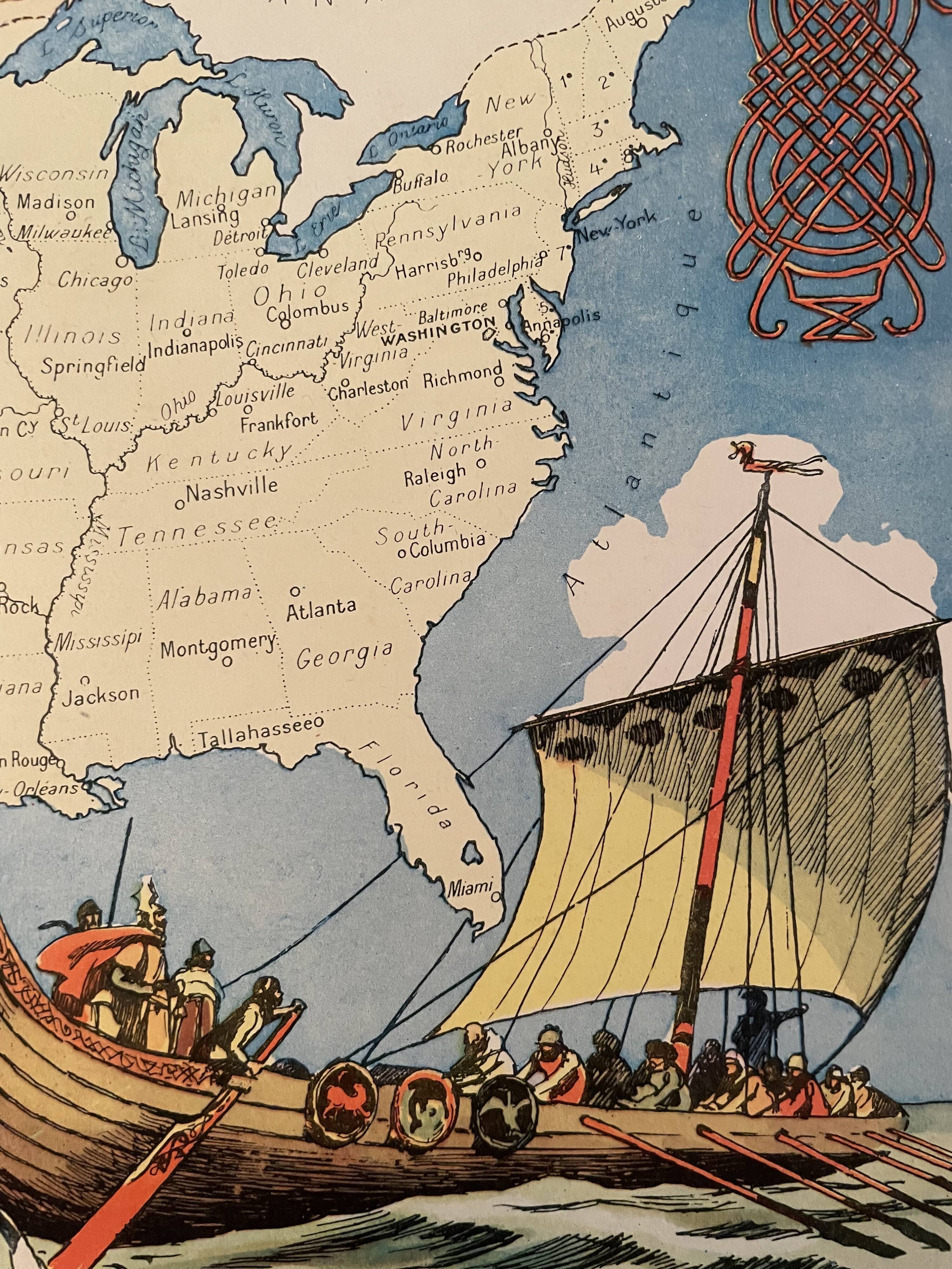 Old poster map of the United States from 1948 - JP Pinchon