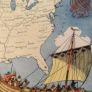 Old poster map of the United States from 1948 - JP Pinchon
