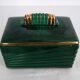Art deco candy box in green porcelain Letalle, St Clément