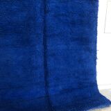 Moroccan Berber carpet beni Ouarain intense blue uni 2.94x2.07m