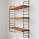 Vintage wall shelf in wood and gold metal – 1960s/70s