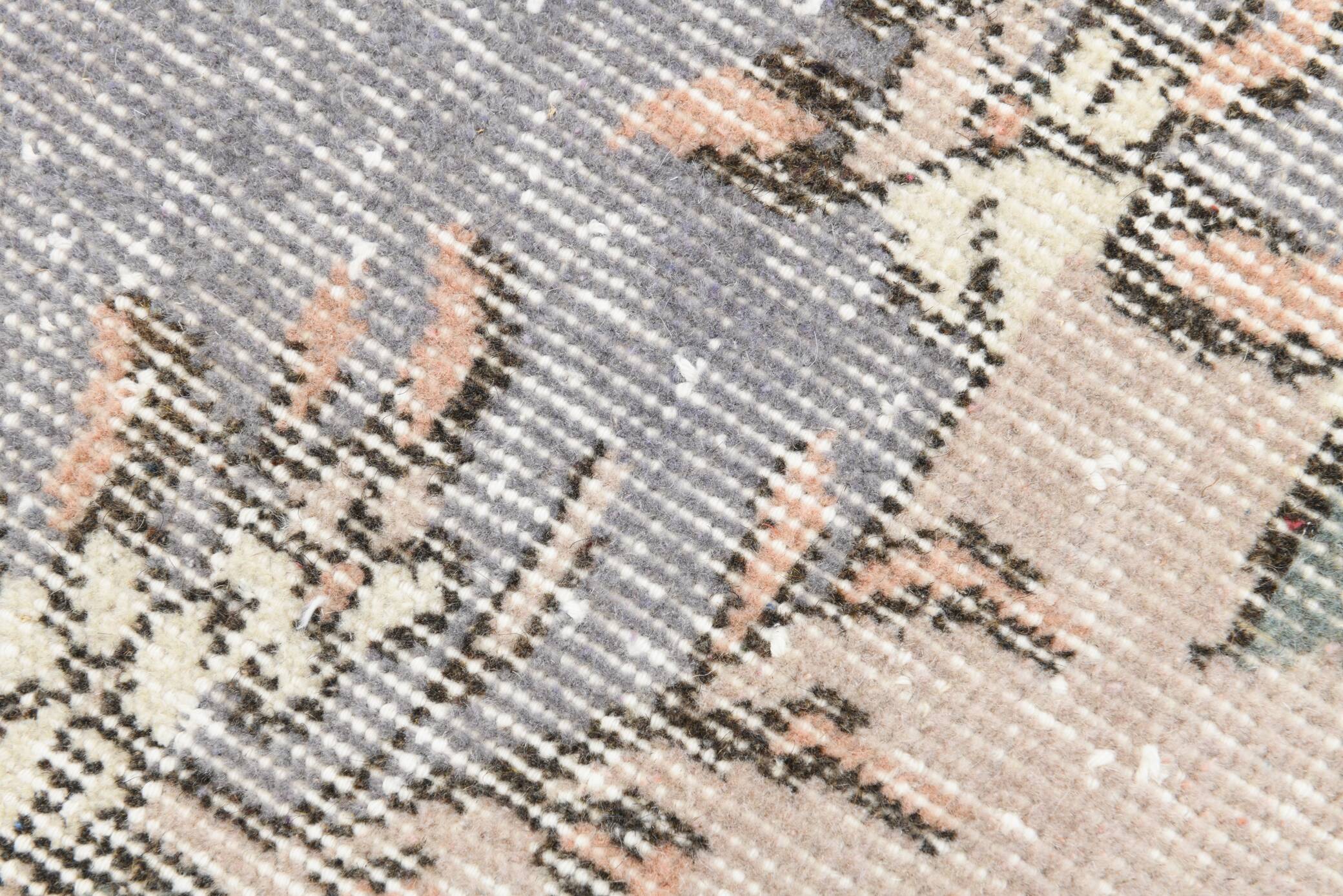 3x6 Gray & Cream Oriental Turkish Vintage Rug, 110x192Cm