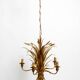 Beautiful huge 1970s gold-plated 5-arm tall metal chandelier by Hans Kögl