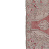 Mid century flatweave large overdyed oriental turkey oushak rug 4'11'' x 7'3''