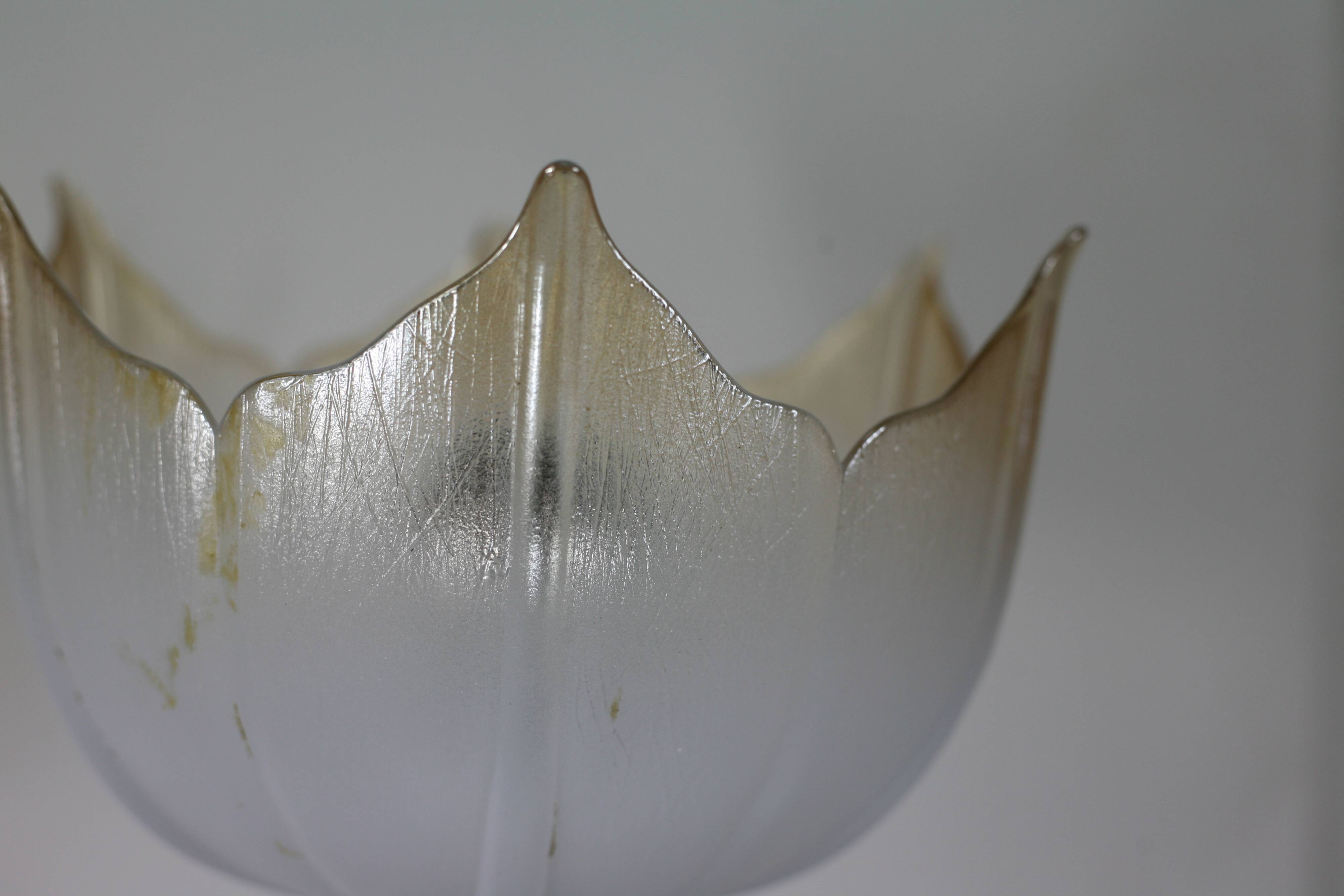 Lamp "space age". glass reflector, metal base. Circa 1970