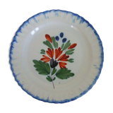 Earthenware plate with polychrome floral decoration XIXth