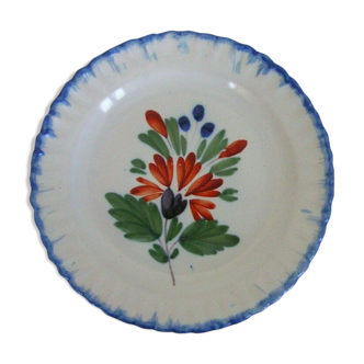 Earthenware plate with polychrome floral decoration XIXth