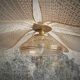 Rattan and English embroidery flower pendant light