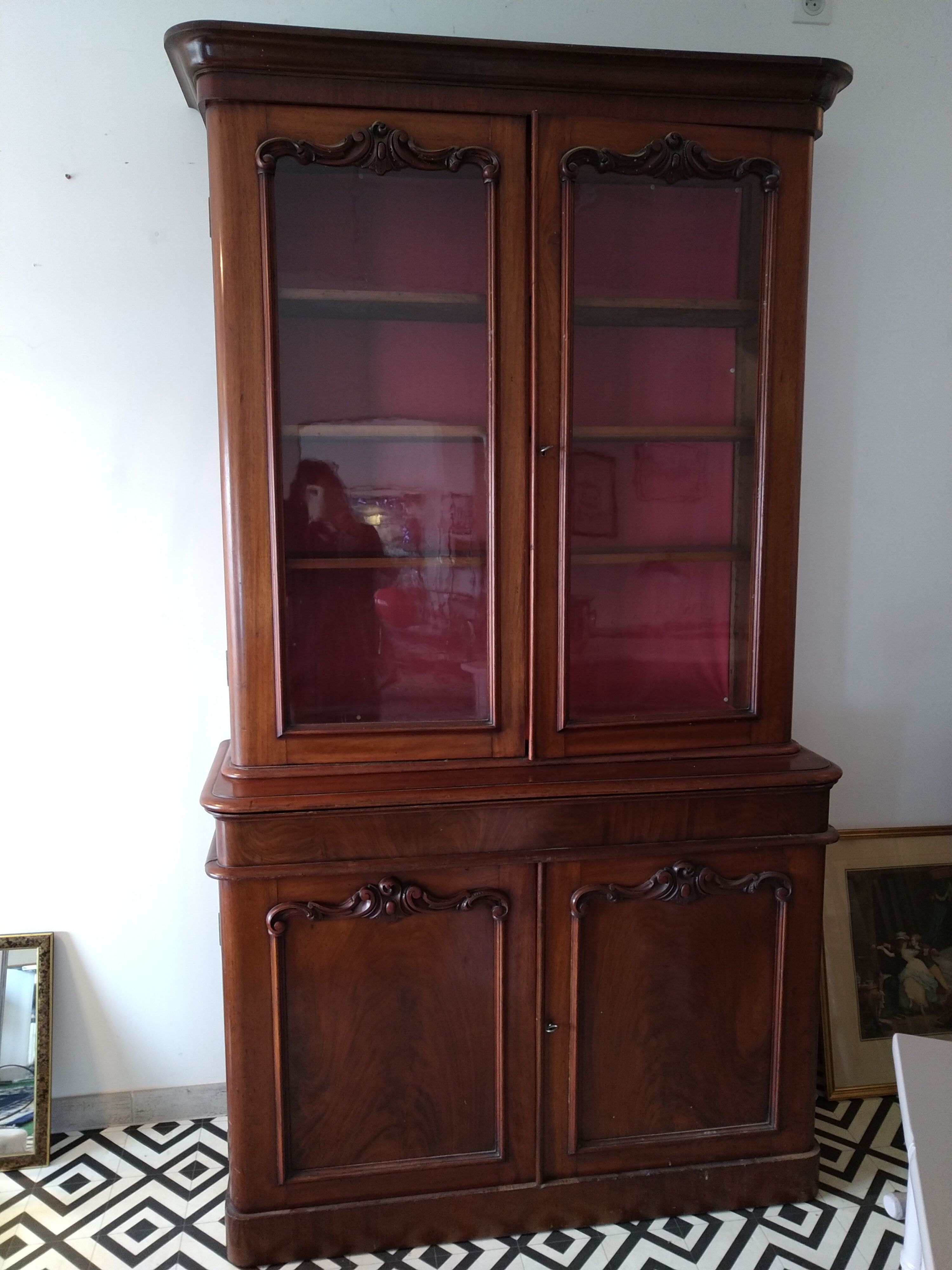 Mahogany glass bookcase