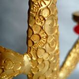 Candle holder in gilded bronze and resin by Richard Lauret for Fondica. France 1990s