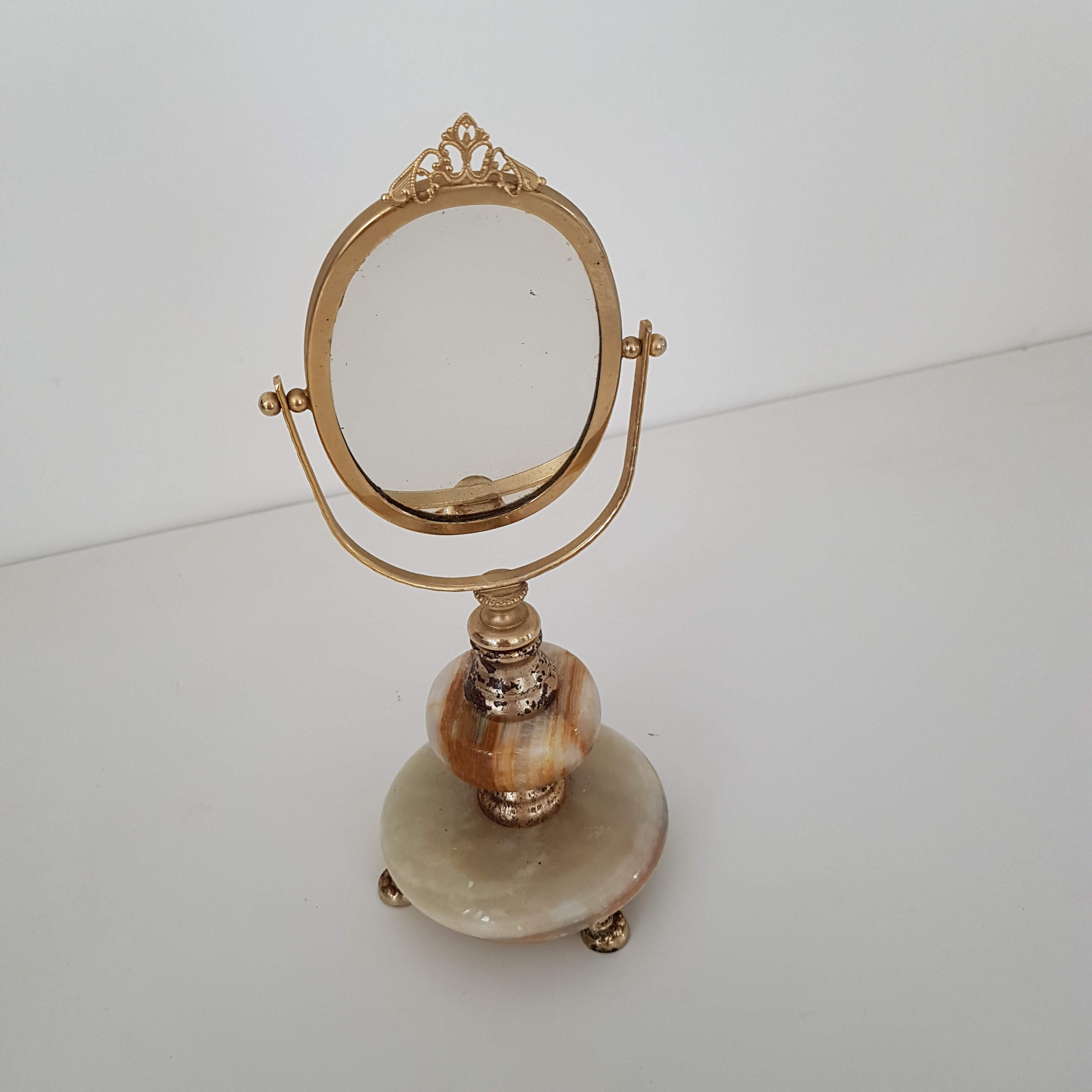 Mirror table vintage with foot psyche marble 26cm