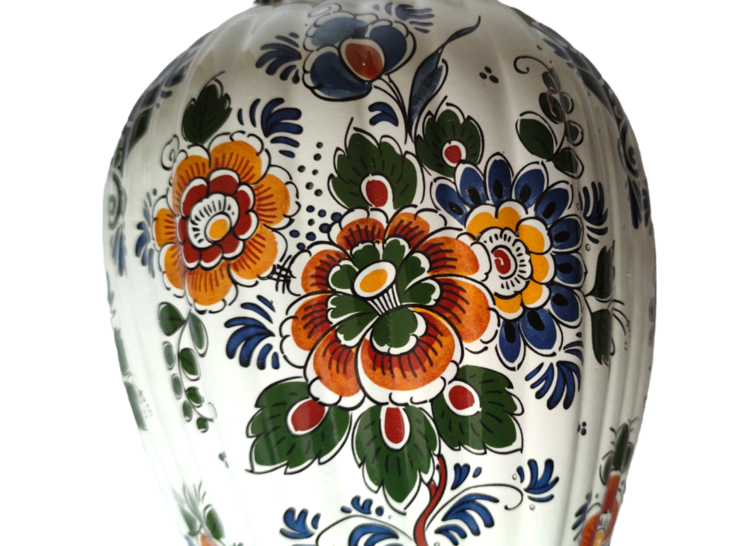 Vintage Delft Porcelain White Floral Vase