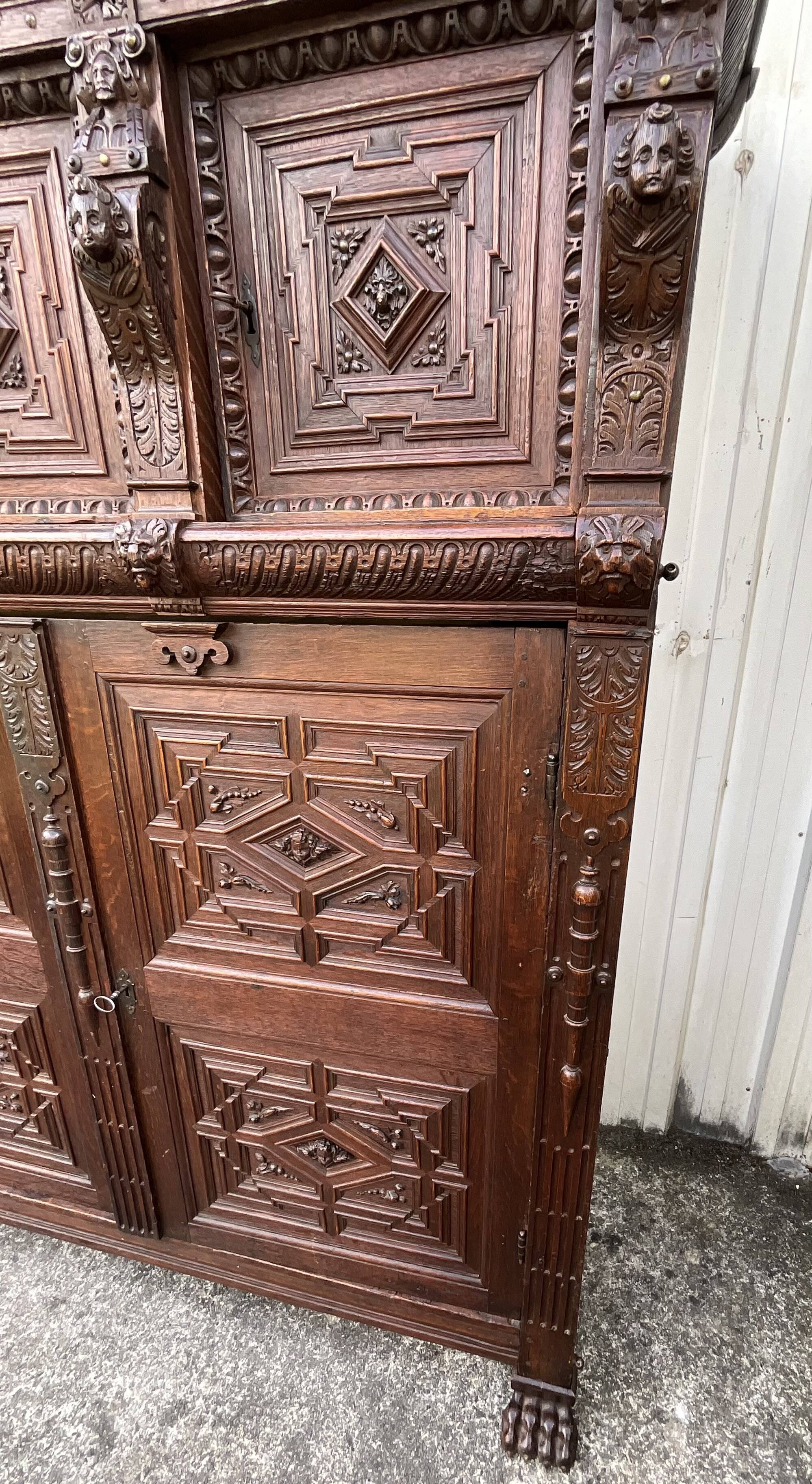 Renaissance Style Furniture in Solid Oak, Early 19th Century