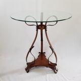 Painted side table in steel, effect trompe l'oeil