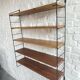 Scandinavian vintage wall shelf String real large model with 5 wood and black metal boards