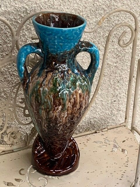 Amphora vase in slurry, glazed ceramic style vallauris vintage